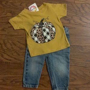 NWT! Adorable pumpkin shirt & OshKosh Jean bundle